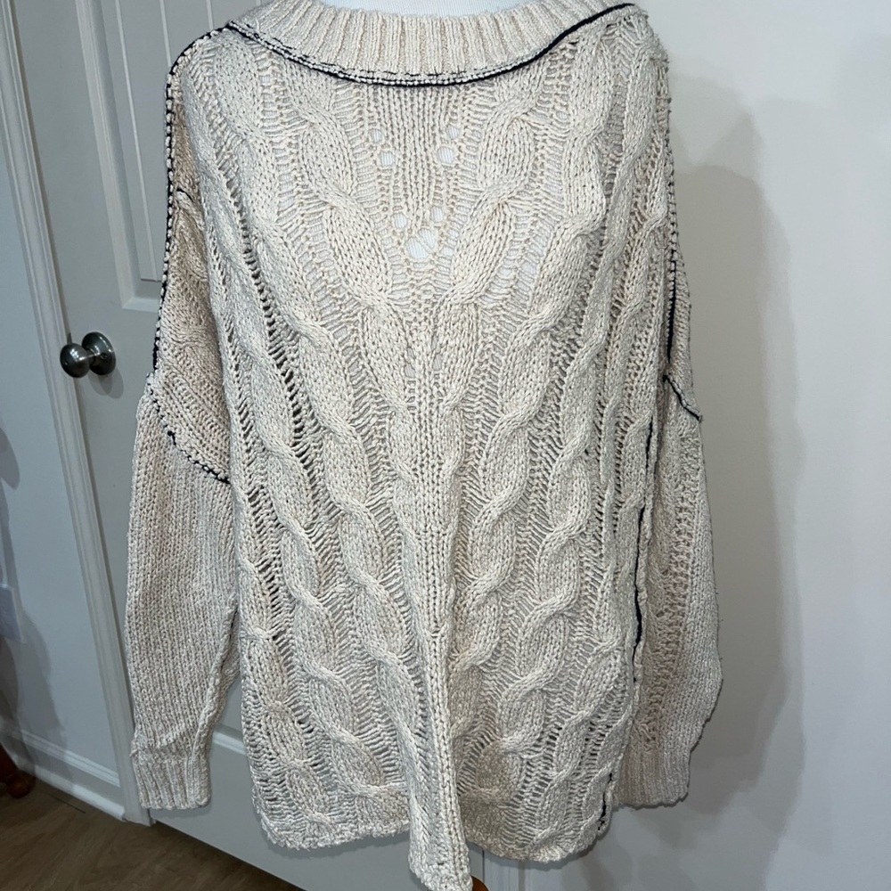 We The FreeMorgan  Cream Cable Knit Sweater oversized - Picture 6 of 6
